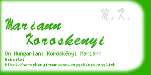 mariann koroskenyi business card